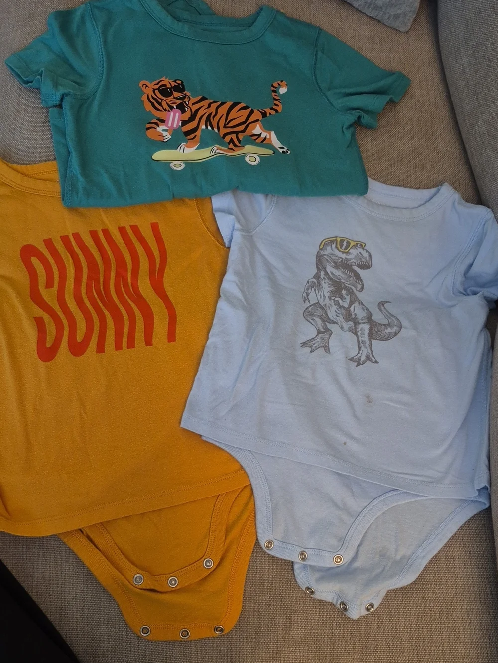 Adaptive Gtube Boys Okie Dokie Short Sleeve Bodysuits Lot of 4